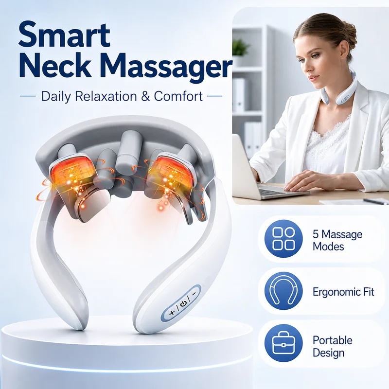 Smart Home Wellness - Yetişkinler için Akıllı Boyun Masaj Aleti,