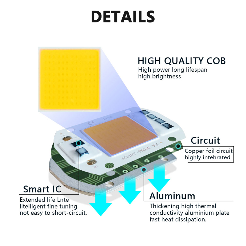 3000K 6000K LED COB çip ışık b - Smart Home Outdoor incelemesi ve fiyatı