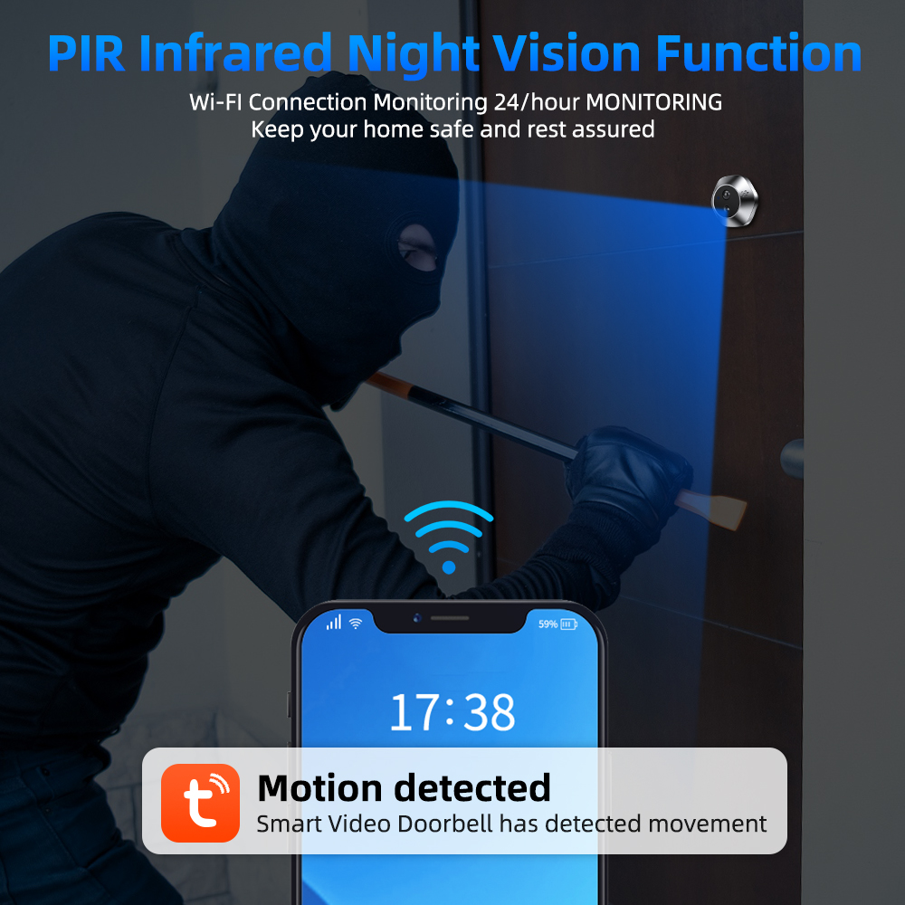 1080P WiFi Peephole Tuya Akıll - Smart Home Cctv Camera incelemesi ve fiyatı
